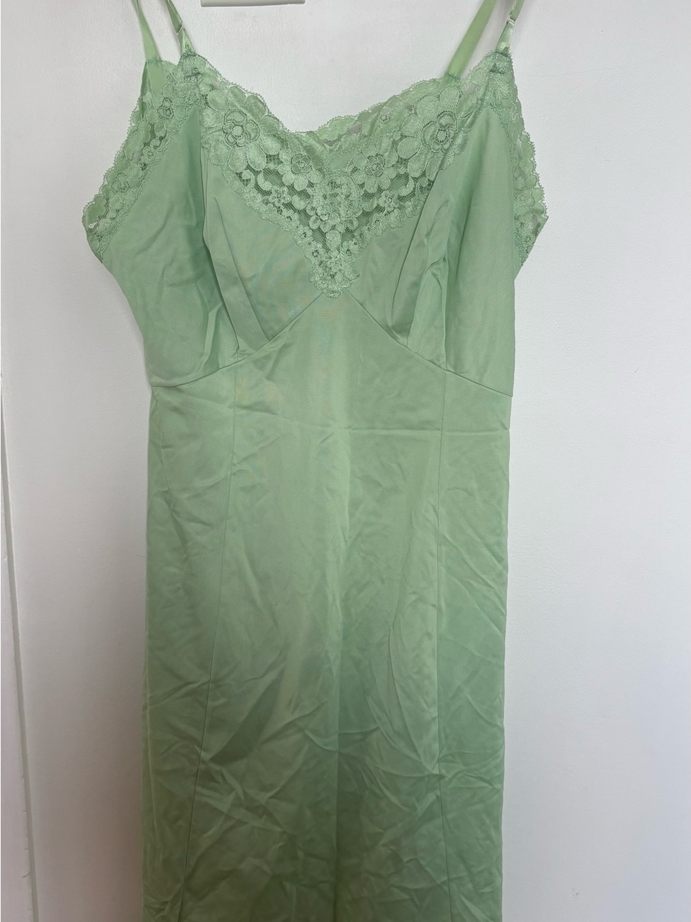 Mint Green Lace-Trim Slip Dress